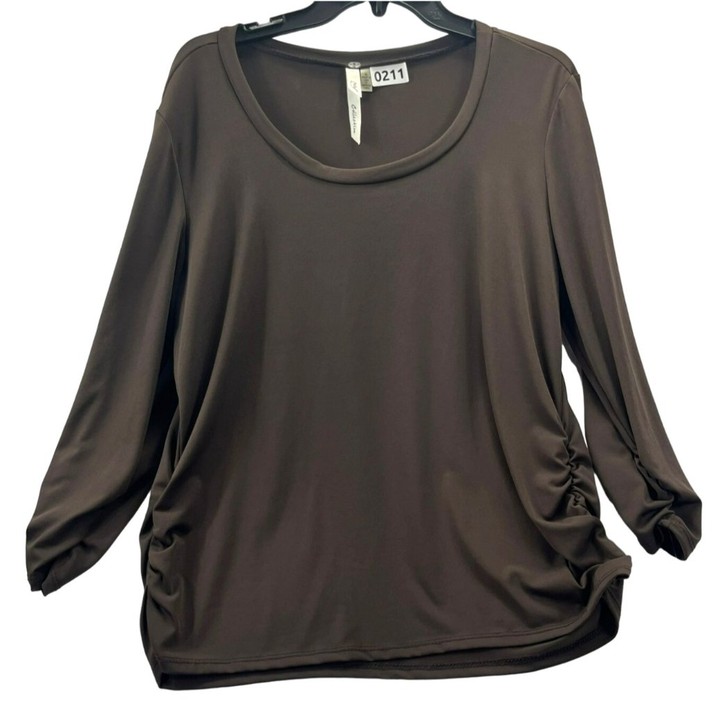 Ny Collection, Women Shirt, Size Xl, Color Brown, Long Sleeve
